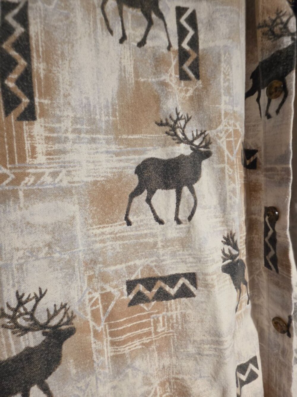 Woolrich Elk Stag All Over Print Flannel Shirt XL - Picture 3 of 4